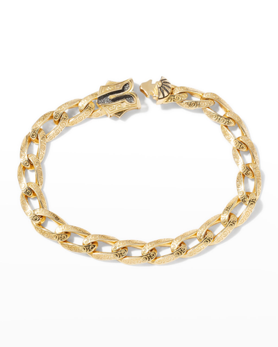 Shop Konstantino Men's 18k Yellow Gold Filigree Curb Chain Bracelet In 18kt