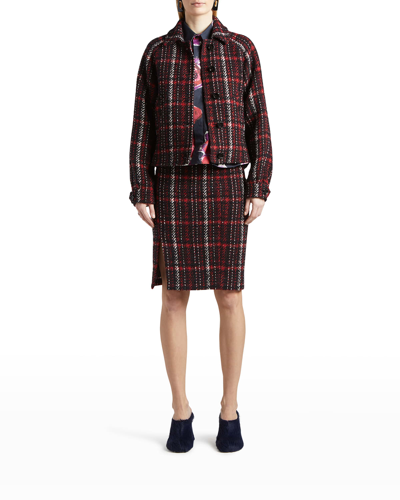 Marni Reversible Wool Blend Bomber Jacket In Rubyred