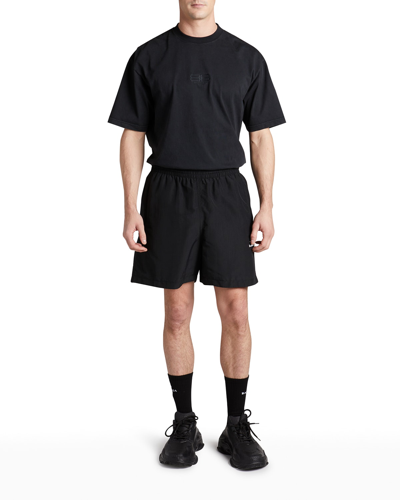 Shop Balenciaga Men's Nylon Track Suit Shorts In Noir