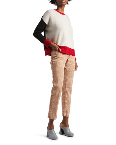 Shop Marni Colorblock Cashmere Sweater In Ivory