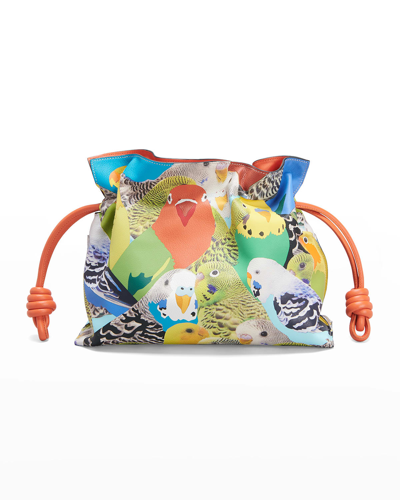 Shop Loewe Flamenco Parrots Napa Clutch Bag In Orange