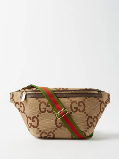 Gucci Jumbo Gg-canvas Belt Bag In Beige | ModeSens