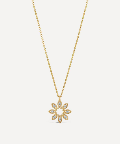 Shop Dinny Hall 14ct Gold Diamond Jasmine Flower Pendant Necklace
