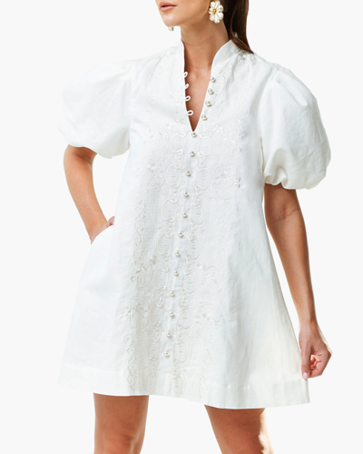 Shop Mestiza Elliana Barong Mini Dress In Ivory