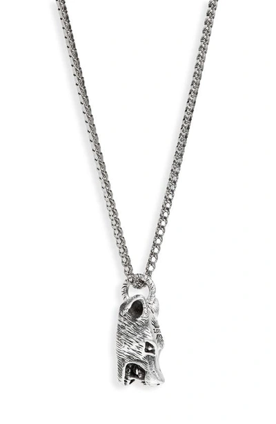 Gucci Angry Forest Men's Wolf Head Sterling Silver Necklace In Black, ModeSens