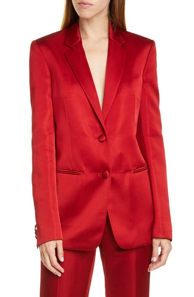 Shop Helmut Lang Two-button Satin Blazer In Lava