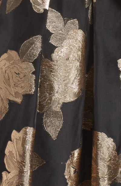 Shop Eliza J Jacquard Floral Gown In Black Bronze