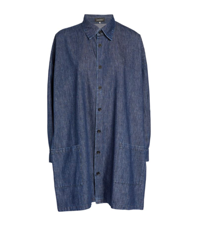 Shop Eskandar Denim Longline Shirt In Blue