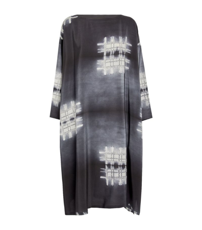 Shop Eskandar Silk A-line Midi Dress In Grey