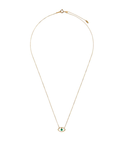 Shop Persée Yellow Gold And Emerald Eye Of The Tiger Necklace