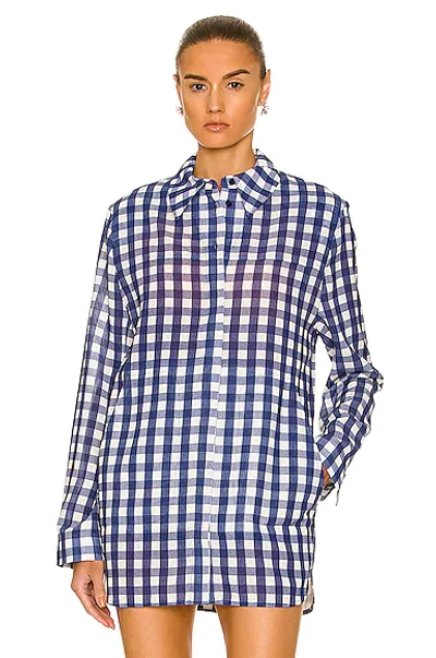 Shop Jacquemus Le Chemise Passio In Navy Checks