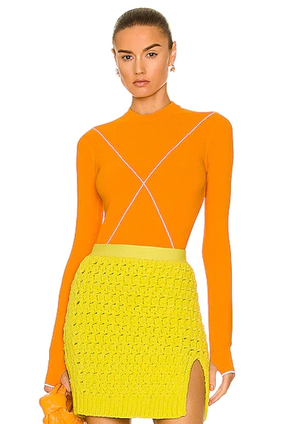 Shop Bottega Veneta Technoskin Elastic Sweater In Tangerine