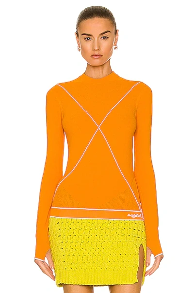 Shop Bottega Veneta Technoskin Elastic Sweater In Tangerine