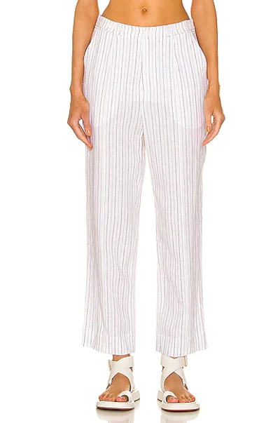 Shop Jonathan Simkhai Standard Atlas Tailored Crop Pant In White Stripe