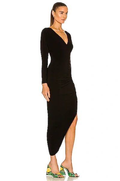 Norma Kamali Black Dress With Draped Details And Bare Shoulders In Tech Fabric Woman