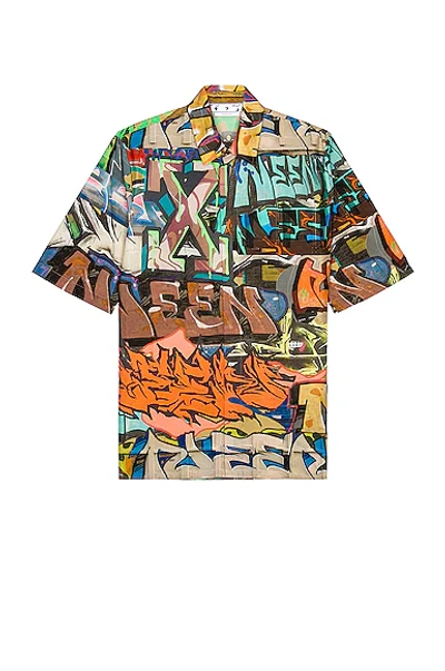 Off-white Graffiti-print Short-sleeved T-shirt In Blau