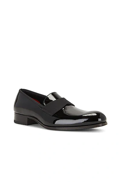 Tom Ford Patent Leather Slippers With Grosgrain Band In Black