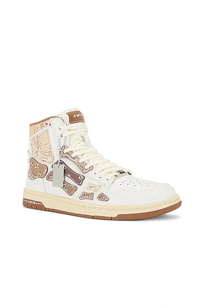 Shop Amiri Bandana Skel Hi-top Sneaker In White & Brown
