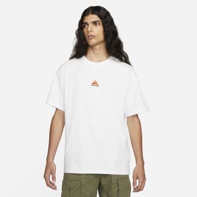 Nike Acg Logo Embroidered Pattern Loose Round Neck Short Sleeve White In White