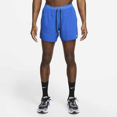 Shop Nike Men's Stride Dri-fit 5" Brief-lined Running Shorts In Blue
