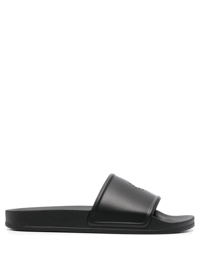 Shop Marcelo Burlon County Of Milan Cross-print Slides In Schwarz