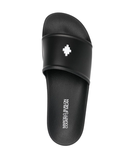 Marcelo Burlon County Of Milan County Cross Rubber Slides In Schwarz