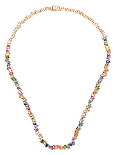 Shop Suzanne Kalan 18kt Rose Gold Sapphire Necklace In Rosa
