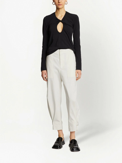 Shop Proenza Schouler White Label Cotton Twill Trousers In Weiss