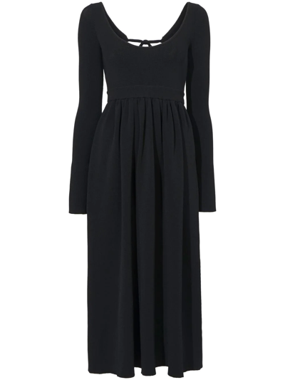 Proenza Schouler White Label Chenille Long Sleeve Turtleneck Midi Dress In Schwarz