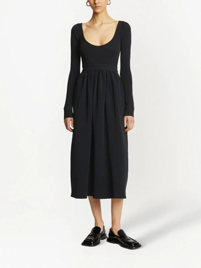 Proenza Schouler White Label Chenille Long Sleeve Turtleneck Midi Dress In Schwarz