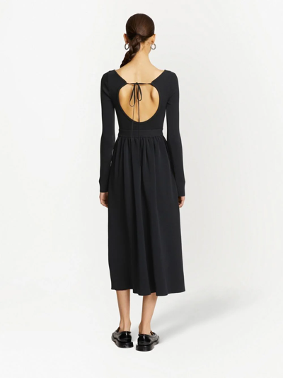 Proenza Schouler White Label Chenille Long Sleeve Turtleneck Midi Dress In Schwarz