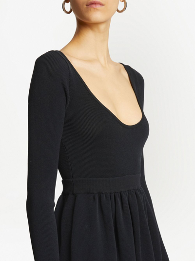 Proenza Schouler White Label Chenille Long Sleeve Turtleneck Midi Dress In Schwarz