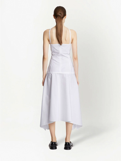 Shop Proenza Schouler Poplin Halterneck Midi Dress In Weiss