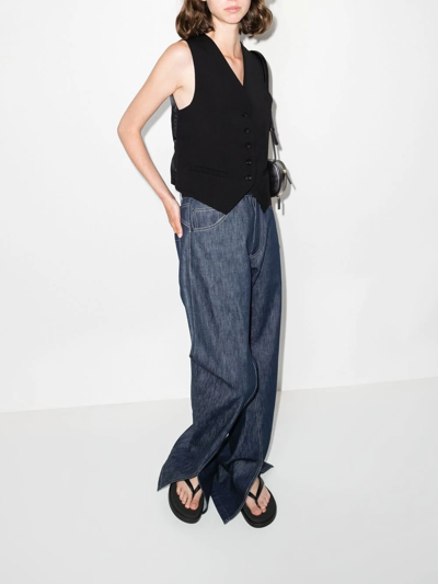 The Frankie Shop Gelso Grain De Poudre And Satin Vest In Black