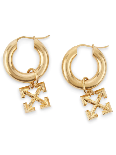 Shop Off-white Arrows Charm Hoop Earrings In Gold