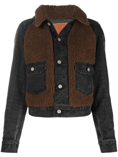Shop Ralph Lauren Rrl Faux-shearling Denim Jacket In Black