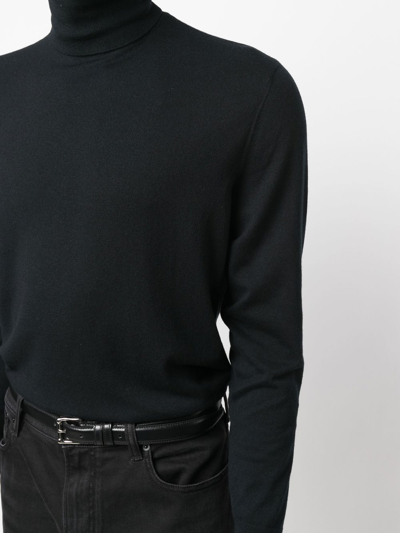 Shop Ralph Lauren Purple Label Roll-neck Cashmere Jumper In Black