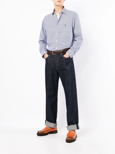 Polo Ralph Lauren Pinstriped Button-down Shirt In Blue