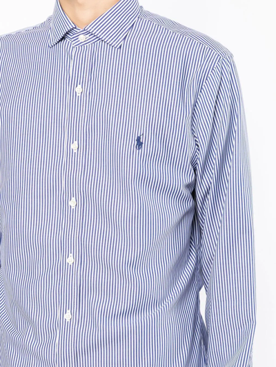 Shop Polo Ralph Lauren Pinstriped Button-down Shirt In Blue