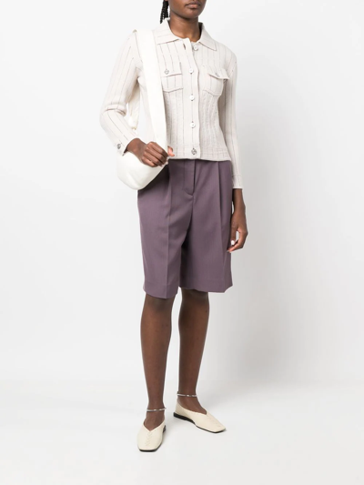 Barrie Striped Uniform Denim Jacket In Neutrals