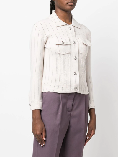 Shop Barrie Striped Uniform Denim Jacket In Neutrals