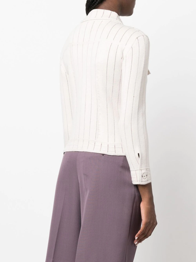 Barrie Striped Uniform Denim Jacket In Neutrals