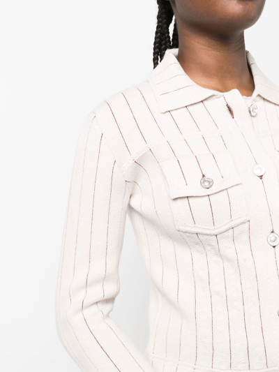 Shop Barrie Striped Uniform Denim Jacket In Neutrals