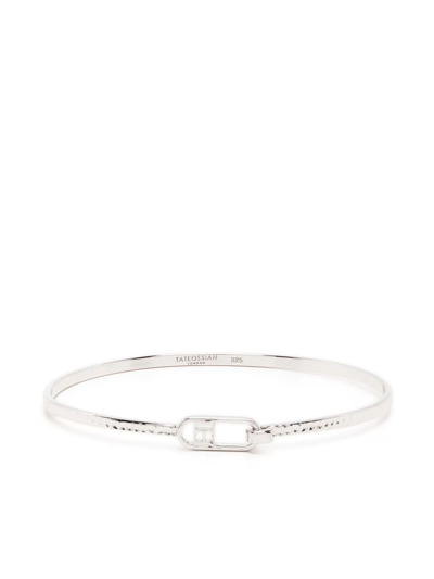 Shop Tateossian Hammered T-bangle Bracelet In Silver