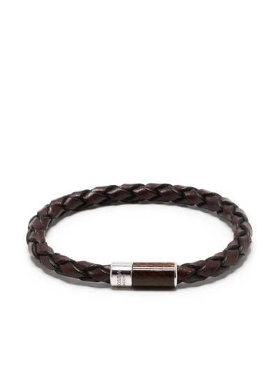 Shop Tateossian Carbon Pop Woven Bracelet In Braun