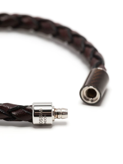 Shop Tateossian Carbon Pop Woven Bracelet In Braun