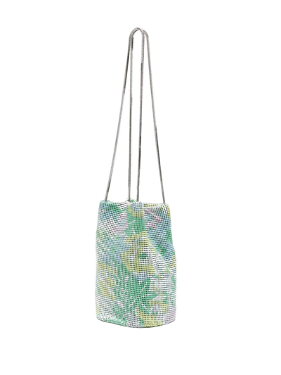 Bimba Y Lola Floral-print Mesh Bucket Bag In Green