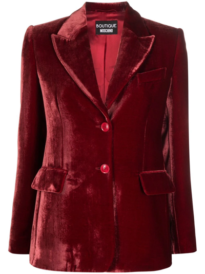 Shop Boutique Moschino Single-breasted Blazer Jacket In Red