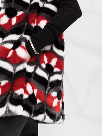 Boutique Moschino Geometric Faux-fur Gilet In Black