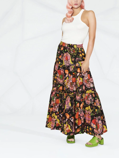 Shop La Doublej Floral-print A-line Skirt In Black